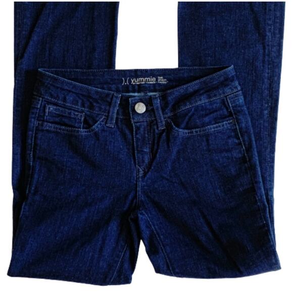 Yummie Boot Cut Jeans Slimming Dark Wash Mid Rise Slim Boot Cut Jeans Size 25 - Picture 5 of 12